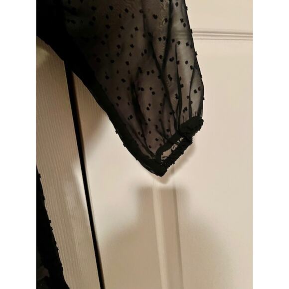 Maurices Sheer Black3/4 Sleeve Blouse Boho Design (Size L) - Picture 5 of 8